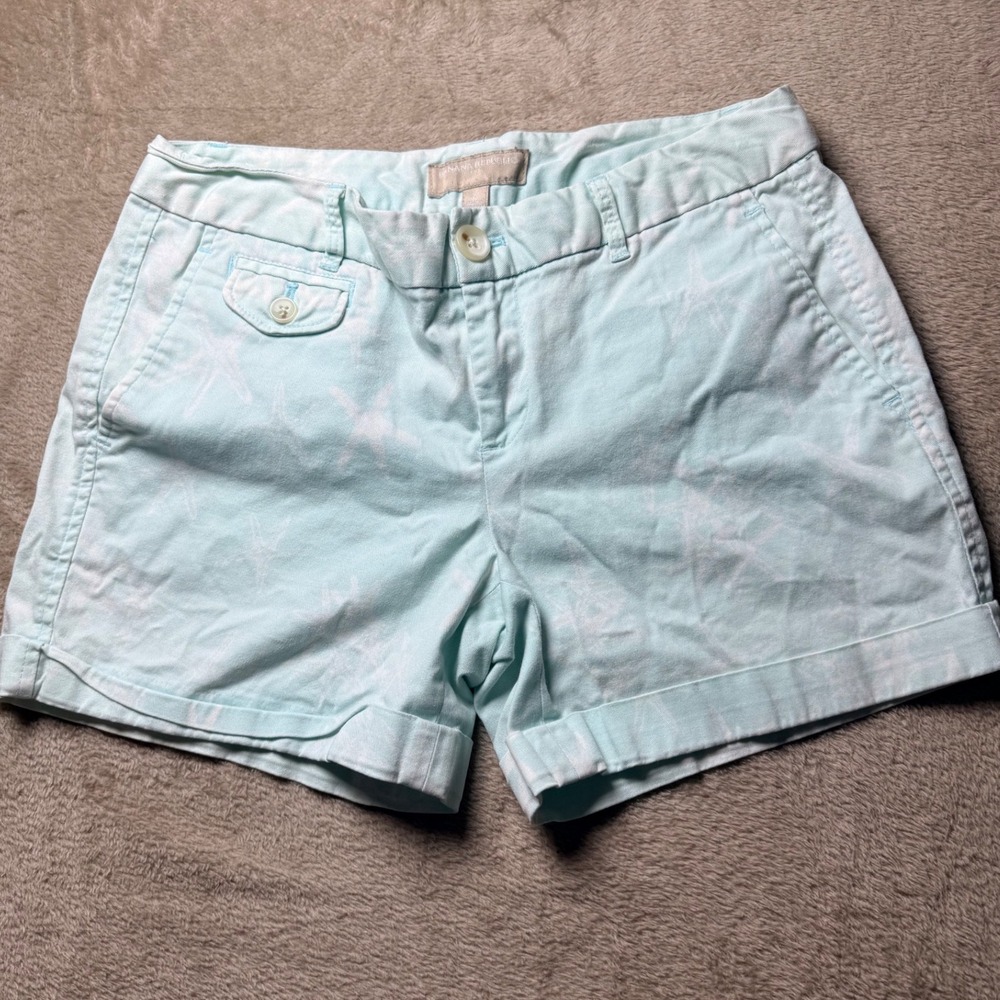 Banana‎ Republic Womens Starfish Print Chino Shorts Size 2 Coastal Nautical